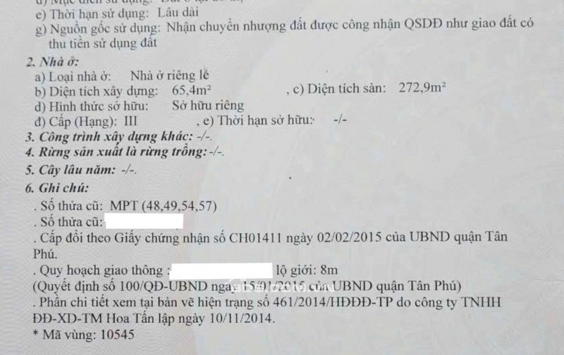 Cần bán gấp nhà Tân Phú