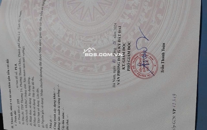 Chỉ 1tỷ380 – LÔ ĐẤT ÁP GÓC TẠI TDP THƯỢNG TỔ – THANH CHÂU, PHỦ LÝ