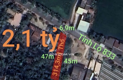 Bán lô đất thổ hai mặt tiền tỉnh lộ 833 giá 2,1tỷ
