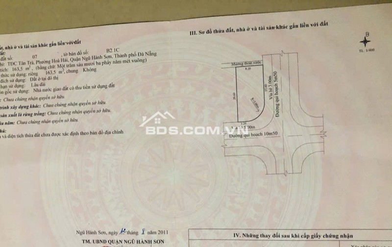 Bán lô đất góc 2 mặt tiền đường Tân Trà và Nguyễn Bá Ngọc