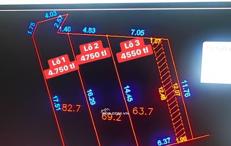 Bán đất 3 Lô liền kề đường Đồng Xoài - Đường 10,5m