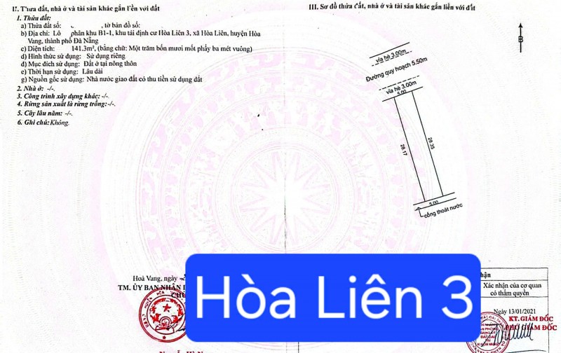Bán đất TĐC Hòa Liên 3 - DT 141m2 - phường Liên Chiểu