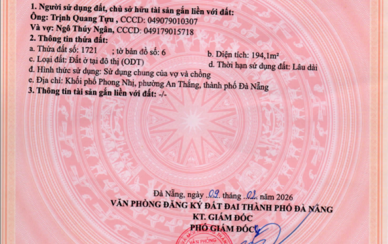 CẦN BÁN LÔ ĐẤT 194M2 – NGANG 10M – VỊ TRÍ ĐẸP TẠI PHƯỜNG AN THẮNG, ĐÀ NẴNG