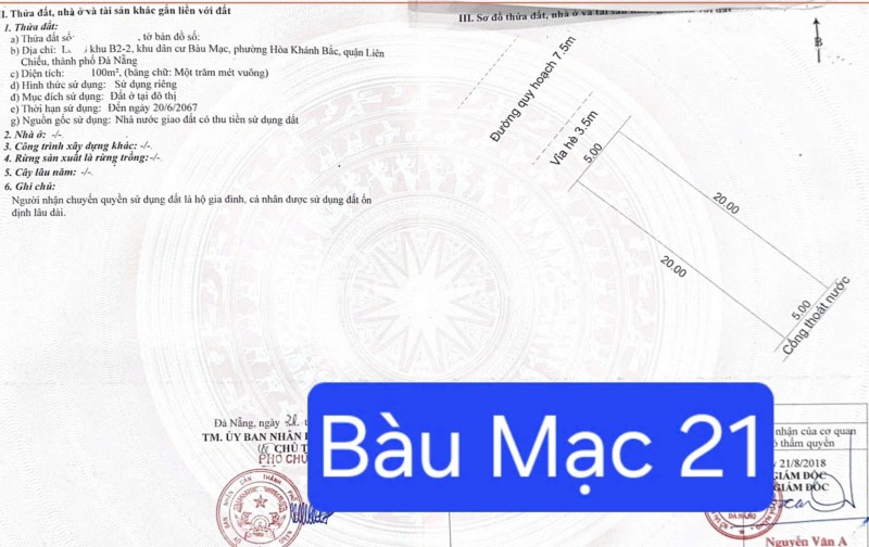 Bán lô đất MT Bàu Mạc 21 - Trục đường 7m5, Gần Nguyễn An Ninh