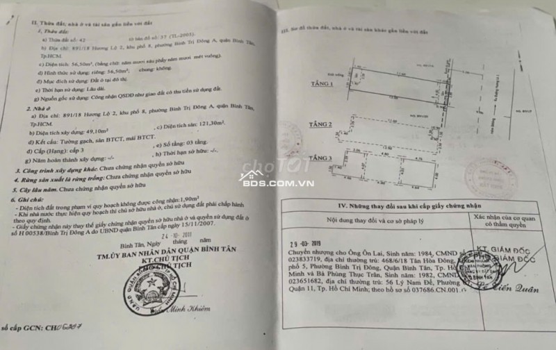 Bán nhà 2 lầu lầu xe hơi Hương Lộ 2, Phường Bình Trị Đông, Quận Bình Tân