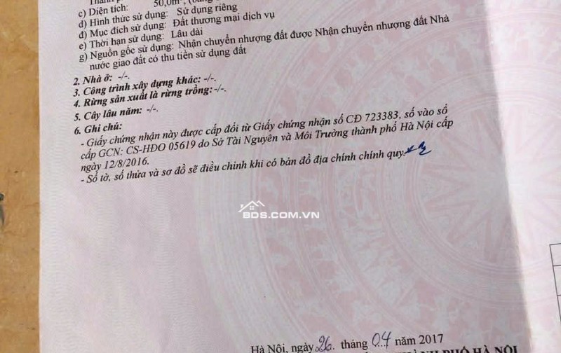 Chính chủ bán Đất dịch vụ Dương nội  Hà đông - khu LK31, Hướng Đông nam, diện tích 50m2 đường rộng 17m, ngay cạnh đường Lê Trọng Tấn