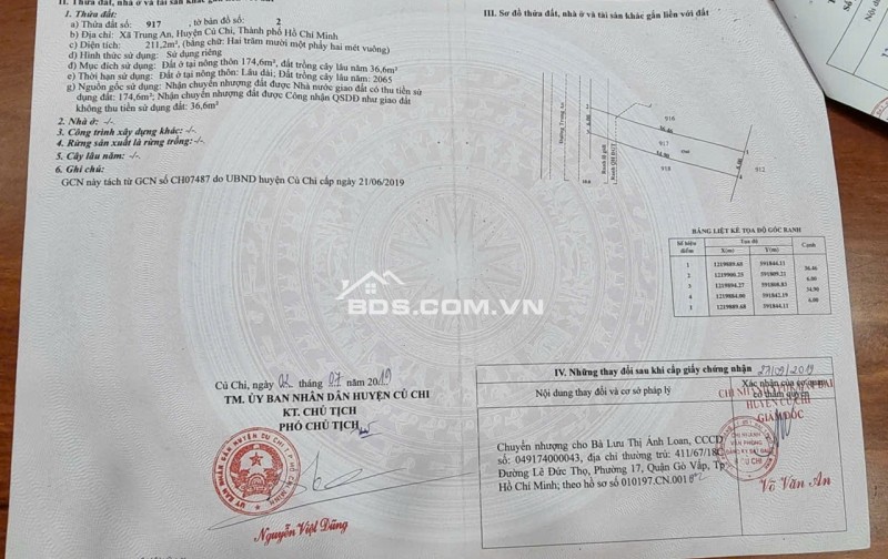 Bán đất MT Đường Trung An, Củ Chi, 211m2, gần sông Sài Gòn mát mẻ