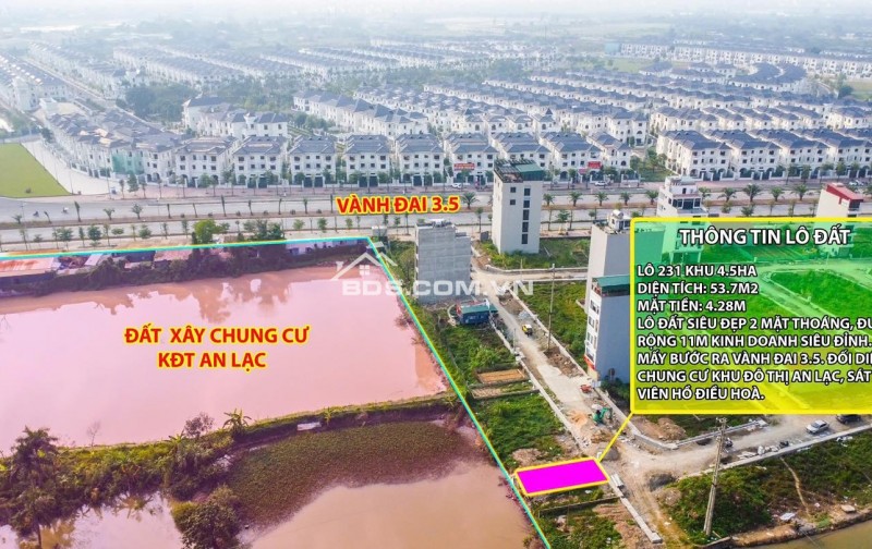 Thanh khoản lô đất cực hiếm khu đất dịch vụ 4.6 ha Vân Canh sát An Lạc Symphony 3 bước chân ra vành đai 3.5 kinh doanh tốt