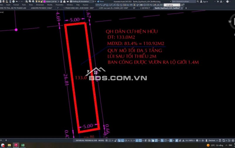 Bán đất mặt tiền đường kinh doanh (5×36m) 178m2. Có 133m thổ cư - Đường nhựa lớn 2 xe tải tránh