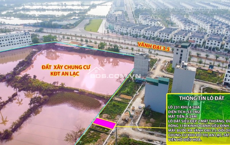 Thanh khoản lô đất cực hiếm khu đất dịch vụ 4.6 ha Vân Canh sát An Lạc Symphony 3 bước chân ra vành đai 3.5 kinh doanh tốt