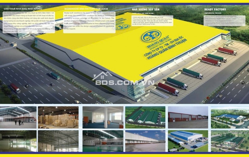 Cho thuê đất, kho sưởng khu công nghiệp Hàm Kiệm 1