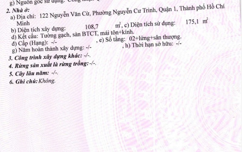 Bán nhà MT 122 Nguyễn Văn Cừ Q1 vị trí siêu đẹp tiện kinh doanh