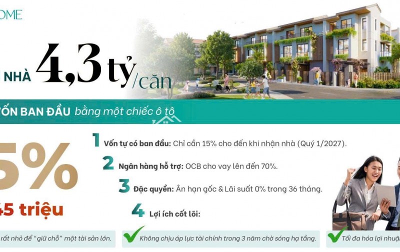 400 triệu sở hữu nhà phố liền kề cách HCM 5 phút di chuyển