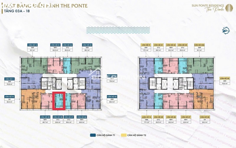 Bán căn Studio 25.8m2 - Sun Ponte tầng cao view đẹp, giá 2 tỷ 750tr, sở hữu lâu dài