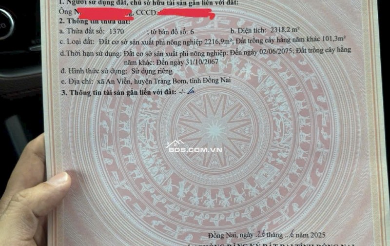 Bán đất xưởng Giang Điền, Trảng Bom, Đồng Nai