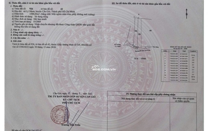 [ CẦN GIỜ ] - CƠ CẤU VỐN, CHỈ 1 LÔ ĐẤT 1500M2 ĐÃ SAN LẤP ĐẸP TẠI LÝ NHƠN GIÁ RẺ HƠN THỊ TRƯỜNG 15%