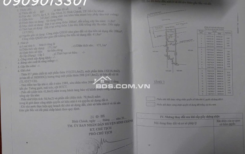 Bán nhà riêng tại Ấp 4, Tân Long, Bình Chánh, DT 247.8 m2, giá bán 8 tỷ thương lượng