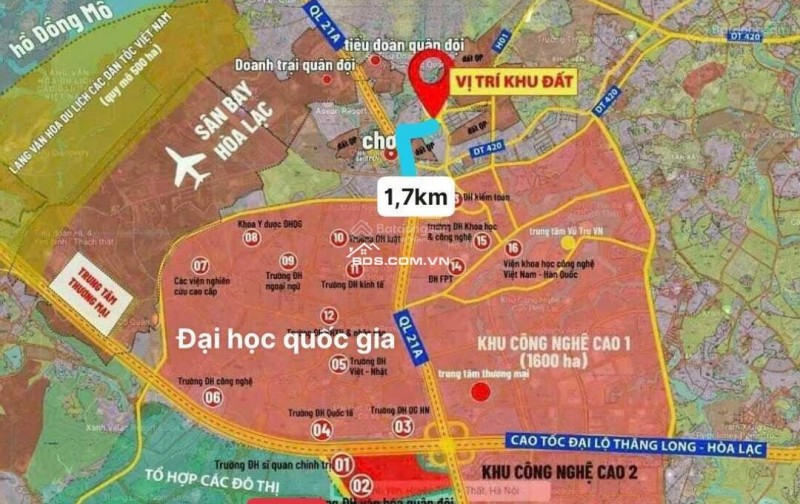 Bán đất Hoà Lạc gần Đại Học Quốc Gia Hà Nội vốn 1.980 tỷ, 0968 274 096