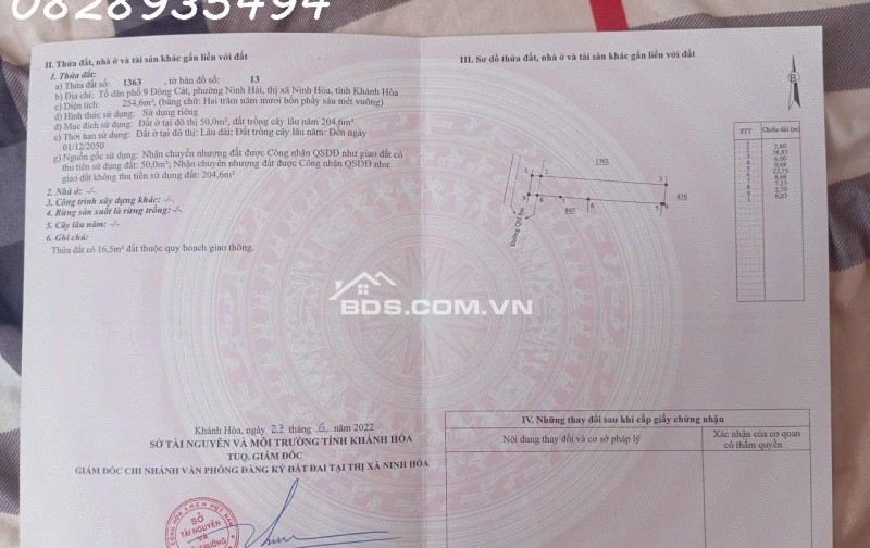 Hàng hiếm tại Phường Ninh Hải, Thị xã Ninh Hòa, Khánh Hòa, DT 254.6 m2, giá đầu tư