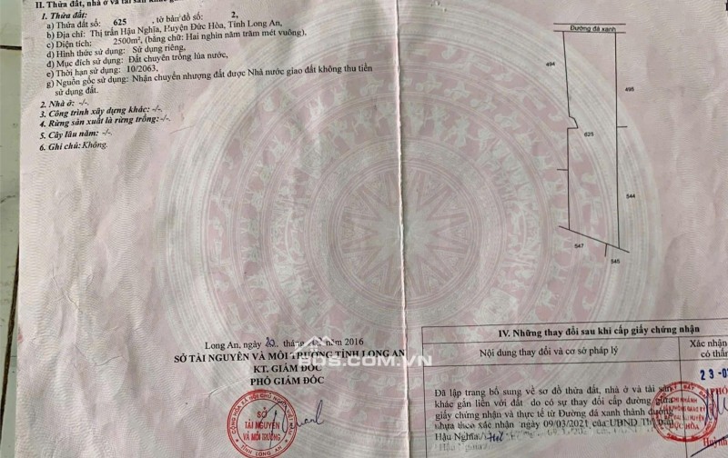 Chính chủ gửi bán lô đất mặt tiền đường nhựa Thị trấn Hậu Nghĩa, Đức Hòa, Long An