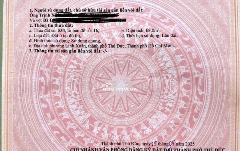 CẦN BÁN GẤP 2 LÔ ĐẤT LIỀN KỀ KHU VỰC P. LINH XUÂN, TP THỦ ĐỨC CŨ. LH:0935194588.