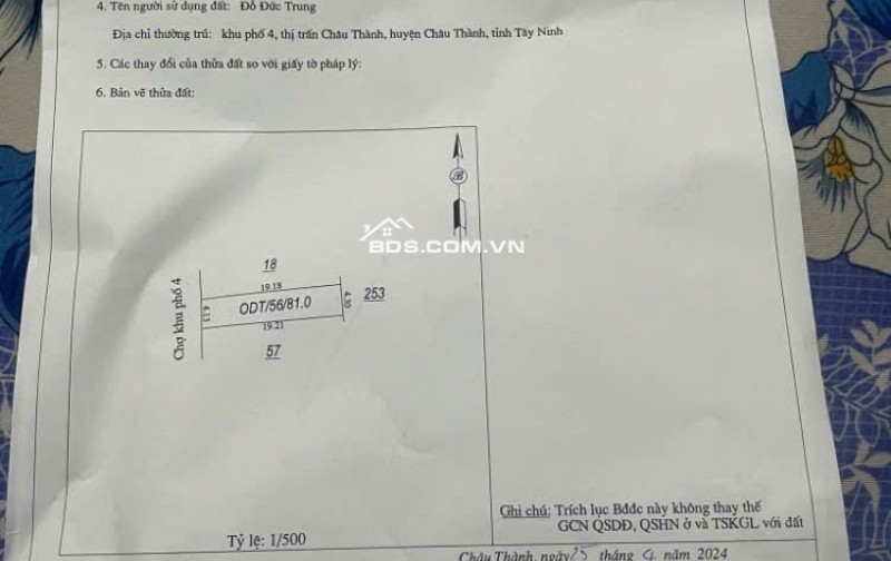 BÁN ĐẤT TẠI CHỢ DT81M2 SHR TRÊN ĐẤT CÓ NHÀ TIỀN CHẾ CỬA KÉO ĐÀI LOAN 950TR LH:0974004184 GẶP TRUNG.
