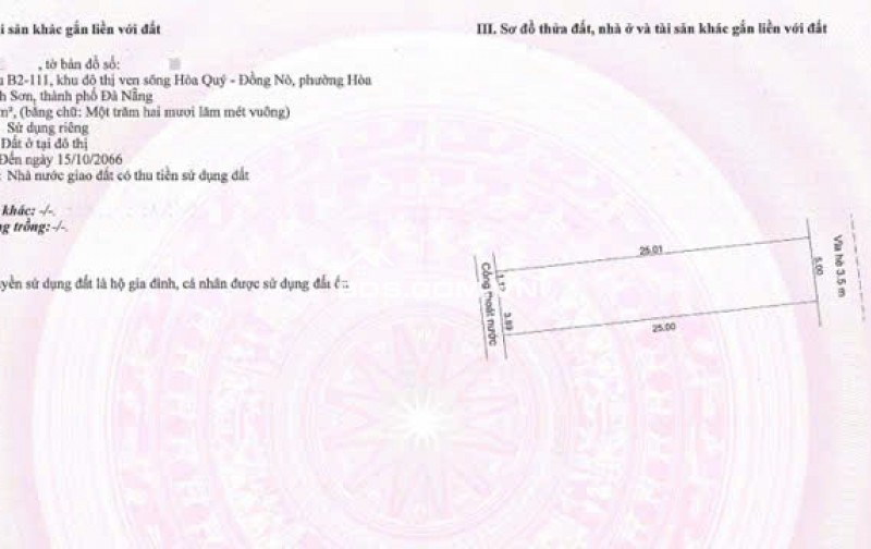 CẦN BÁN ĐẤT ĐƯỜNG BỜ QUAN 3 KHU NAM HOÀ XUÂN 125M2 - 6.8 TỶ. LH:0334681909.
