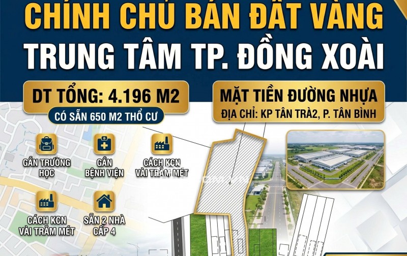 Bán gấp lô đất vàng 4196m2 - 650m2 thổ cư mặt tiền nhựa tttp đồng xoài. lh:0985962304.