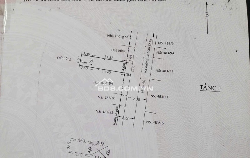 NHÀ VÀ ĐẤT TẠI P.BÌNH TRỊ ĐÔNG A - DT 126M2 - SHR - 8.5 TỶ TL. LH:0932688139