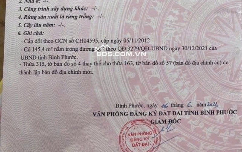 BÁN ĐẤT CHÍNH CHỦ 2400M2 TẠI TP ĐỒNG XOÀI CHỈ 16 TỶ 750 TRIỆU. LH:0977088568.