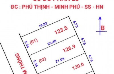 Bán đất đẹp tại Xã Phú Minh, Huyện Sóc Sơn, Hà Nội, DT 129.6m2, giá 26 triệu/m2