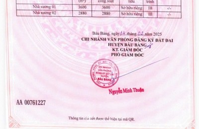 Bán xưởng Bàu Bàng, Bình Dương