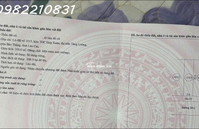 Bán đất tại Thị trấn Tằng Loỏng, Huyện Bảo Thắng, Lào Cai, DT 100m2, giá đầu tư