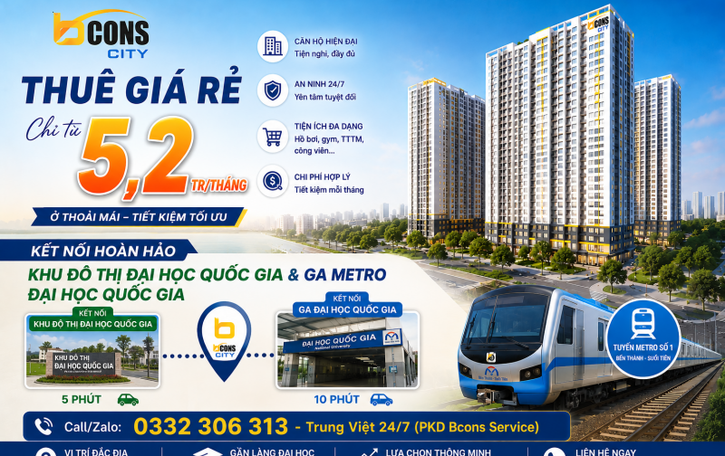 CĂN HỘ BCONS CITY GIÁ RẺ NHẤT, 2PN 2WC CHỈ TỪ 5,2TR/THÁNG