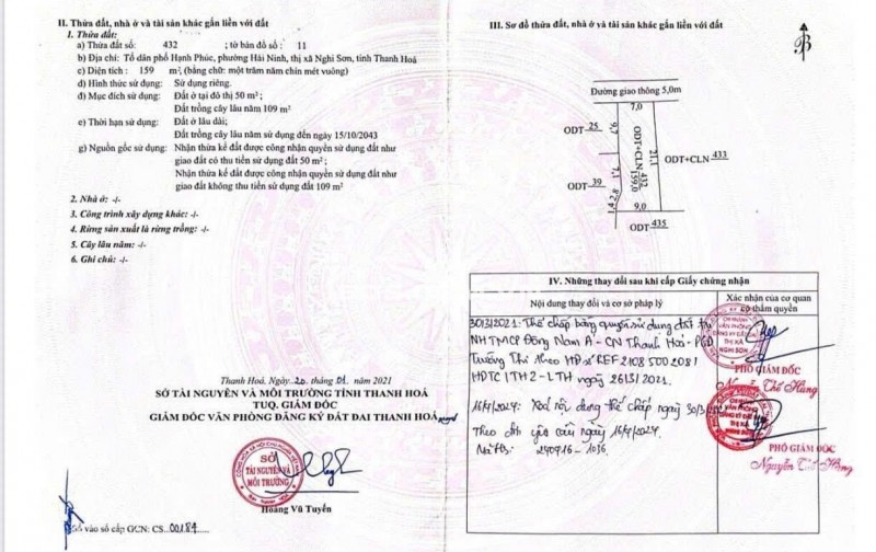 Bán gấp đất thổ cư chính chủ tại: Tổ dân phố Hạnh Phúc, Phường Nghi Sơn, Thanh Hóa