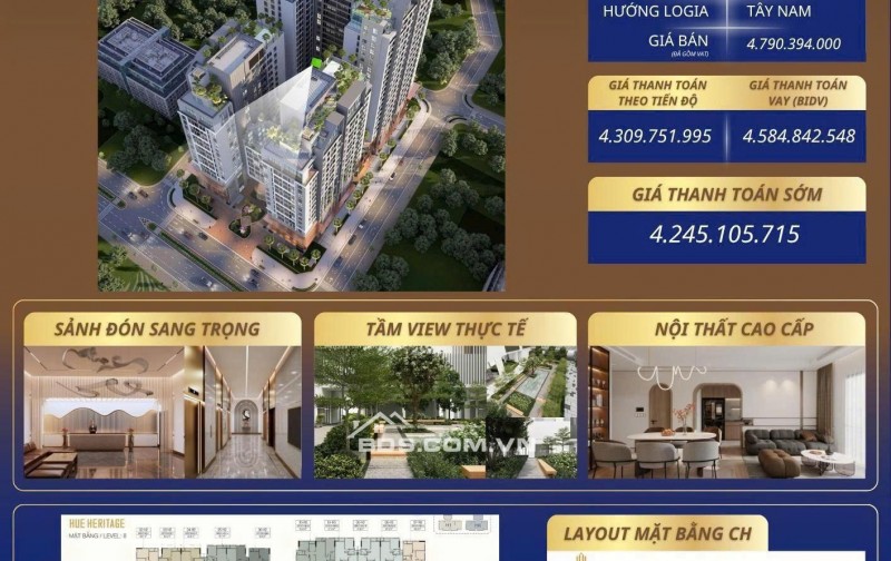 HIỆN TẠI HUẾ HERITAGE CHỈ CÒN 2 CĂN – DT 82.8M2 – GIÁ RẺ NHẤT GIỎ HÀNG. LH:0334654136.