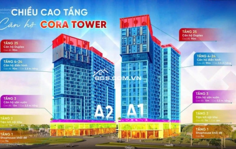 Cần bán căn hộ Cora Tower: căn 1PN+, toà A2 hướg đôg nam mát mẻ