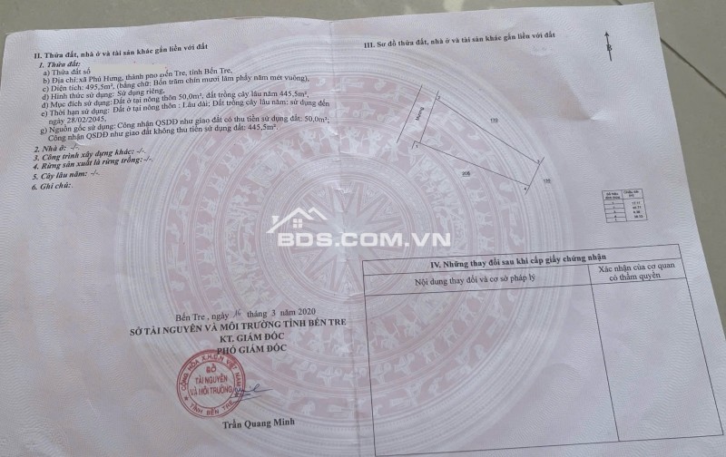 Bán đất thổ cư 495m2 cách đường Nguyễn Thị Định 200m