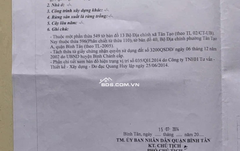 ĐẤT ĐẸP – GIÁ ĐẦU TƯ – CHÍNH CHỦ CẦN BÁN LÔ ĐẤT Đường số 2, KP.4, P.Tân Tạo A, Q. Bình Tân, TP. HCM