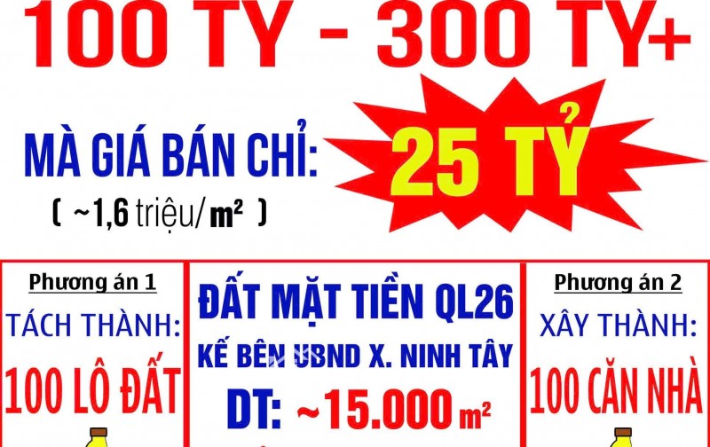 Bán Đất Diện Tích Lớn Tại Ninh Hòa – Quốc Lộ 26 (Xã Ninh Tây)