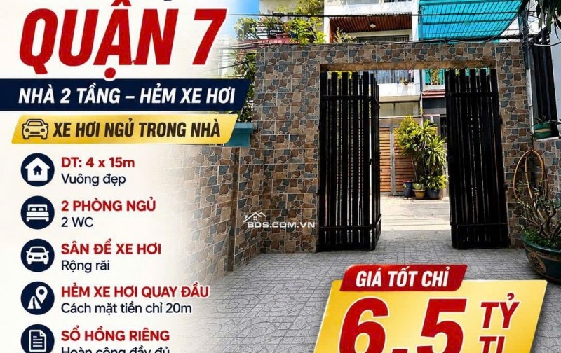 HIẾM BÁN NHÀ ĐƯỜNG SỐ 47 TÂN QUY 4X15 HẺM OTO CHỈ 6 TỶ 5
