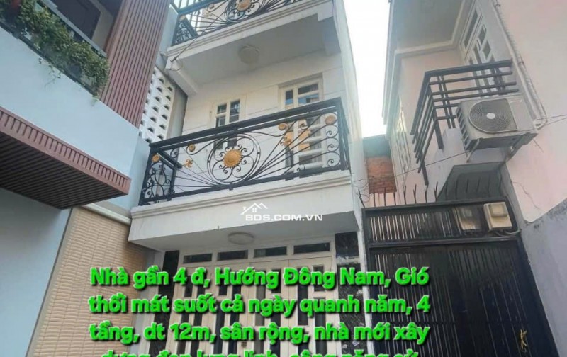 Gần 4 tỷ.Nhà hẻm rộng, Hướng Đông Nam, 4 tầng, SD 48m2, Xô viết Nghệ Tĩnh, BT