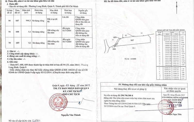 BÁN ĐẤT LONG BÌNH, QUẬN 9 - DT 1000M2 - SHR - 38.5 TỶ. LH:0907511230 - 0908334579.