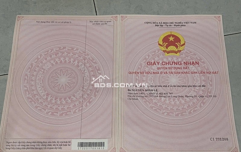 NHÀ QUẬN 11 LIỀN KỀ CÁC QUẬN KHÁC, AN NINH AN TOÀN. 5 TỶ 59.1 M2. LH:0903067772.