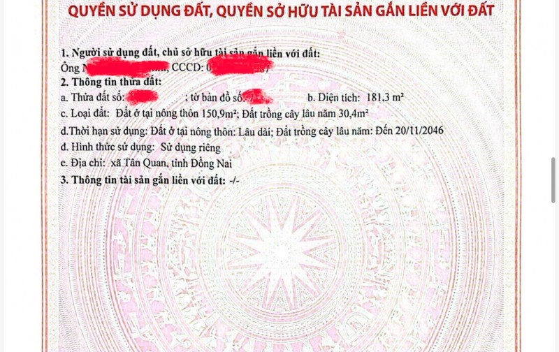 CHÍNH CHỦ CẦN RA ĐI LÔ ĐẤT TRƯỚC CỔNG XÍ NGHIỆP MAY 1000 CÔNG NHÂN, NGAY KCN MINH LẬP, 525TR, 180M2 (TC 150M2)