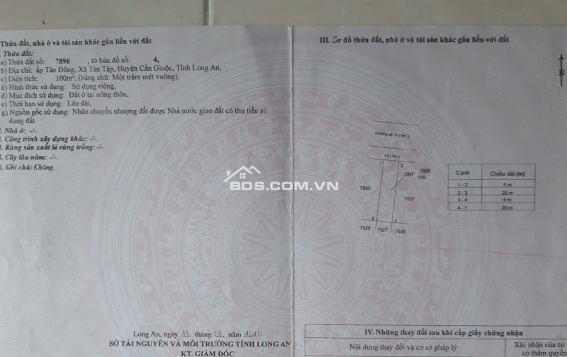 BÁN ĐẤT MẶT TIỀN ĐƯỜNG 830 HUYỆN CẦN GIUỘC LONG AN