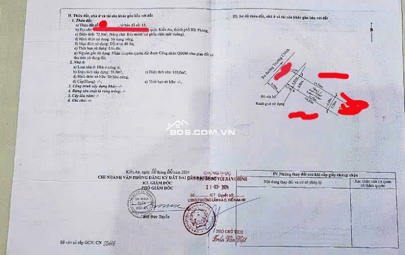 Bán nhà mặt đường tuyến 2 Trường Chinh - Kiến An - Hải phòng