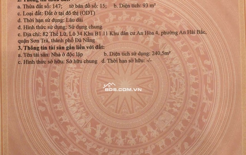 GIỮA TRUNG TÂM SƠN TRÀ – MẶT TIỀN THẾ LỮ, NHÀ 3 TẦNG CHUẨN SANG CHỈ 10 TỶ 650