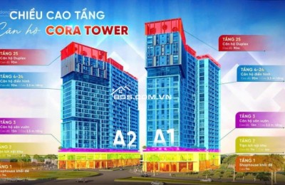 Cần bán căn hộ Cora Tower: căn 1PN+, toà A2 hướg đôg nam mát mẻ