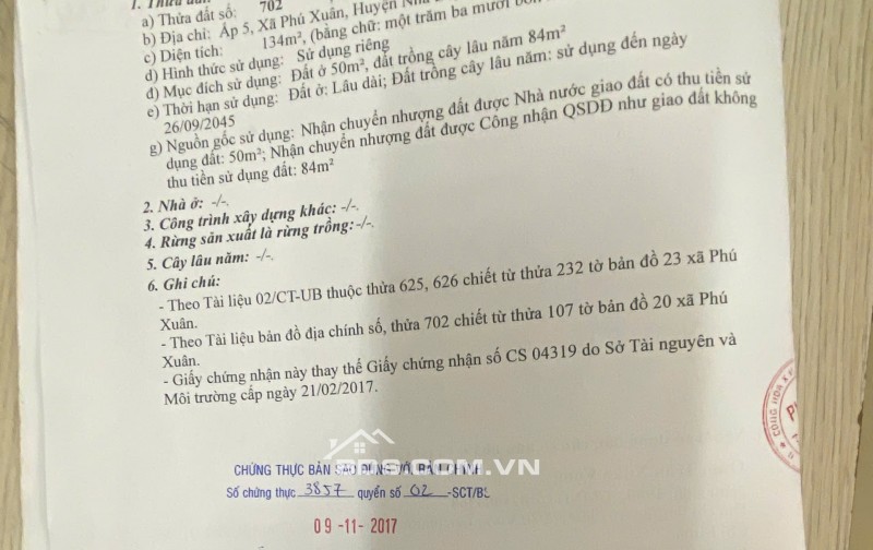 Bán đất 134m2 ( 50m2 là thổ cư )  tặng nhà cấp 4 ngay HTP Nhà Bè